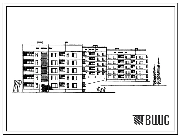 Типовой проект 135-055с Пятиэтажная блок-секция торцевая левая на 15 квартир (двухкомнатных 2Б-10, трехкомнатных 3А-5). С шагом поперечных стен 3,0 и 6,3 м для строительства в 4 климатическом районе сейсмичностью 7 и 8 баллов