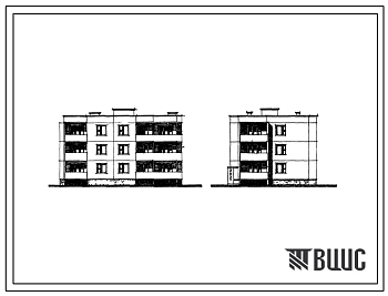 Фасады Типовой проект 210-03.2 Трехэтажная шестиквартирная торцевая блок-секция с квартирами 3Б-4Б (левая).