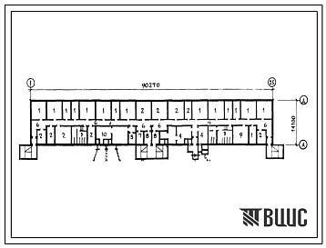 Типовой проект A-IV-1500 113-126-58.84 Помещения общественного назначения в подвале 5-этажного 6-секционного дома. (убежище на 1500 человек, размеры убежища 90,27м на 14,1м, режимы вентиляции 1,2).