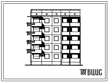 Типовой проект 94-010/1 Блок-секция 5-этажная 15-квартирная торцовая левая, 1Б-2Б-3А