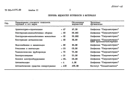 Альбом 11  Ведомости потребности в материалах    