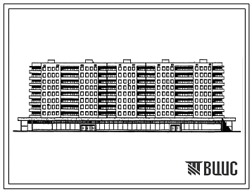 Типовой проект 114-87-112 Девятиэтажный пятисекционный дом на 160 квартир (двухкомнатных 2Б-804 трехкомнатных 3А-40; 3Б-40) со стенами из кирпича, с продовольственным магазином. Для строительства во 2В, 3Б и 3В климатический подрайонах Украинской ССР на о