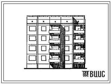 Типовой проект 94-0177.13.89 Блок-секция 4-этажная 16-квартирная торцовая, правая 1-1-1-2 (для строительства в УССР)