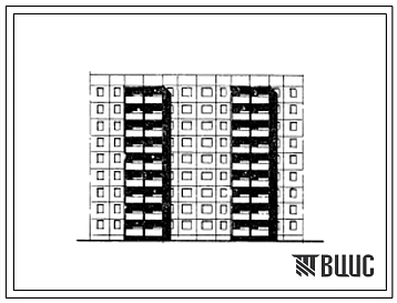 Типовой проект 105-028с Девятиэтажная блок-секция рядовая, торцевая левая, правая на 54 квартиры (двухкомнатных 2Б-36, трехкомнатных 3Б-18). Для строительства в районах сейсмичностью 8 баллов