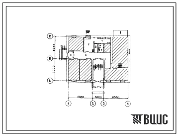 Типовой проект П-4-13(501-6-18.84) Бытовые помещения 1 этажа монтерского пункта для обслуживания устройств энергосбережения потребителей на железных дорогах, (убежище на 13 человек, размеры убежища 12м на 16м, режимы вентиляции 1,2).