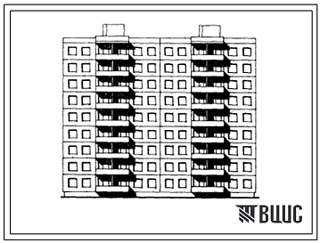 Типовой проект 106-07С 9-этажная каркасно-панельная блок-секция на 36 квартир, рядовая (4Б.4Б - 4Б.4Б)