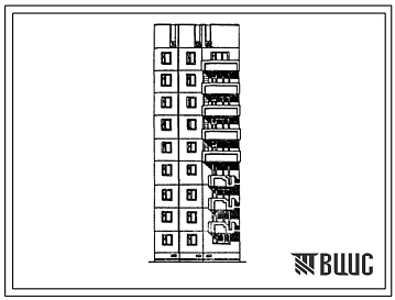 Типовой проект 97-0259.23.86 9-этажный 18-квартирный рядовой блок-комплект левый 9Рл1-1Б-3А (для г. Караганды)