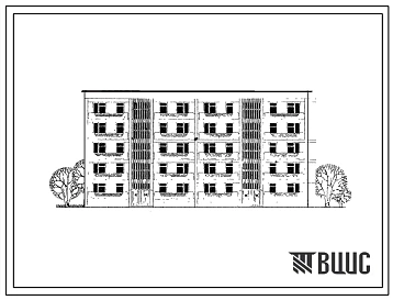 Типовой проект 102-011с Двойная блок-секция 5-этажного дома торцевая на 30 квартир.