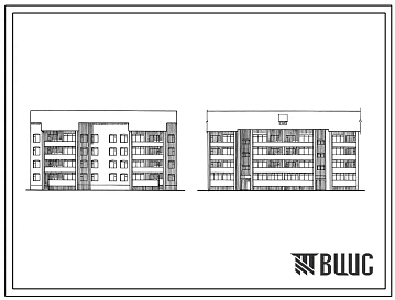 Типовой проект 86-048.91 Блок-секция 4-этажная 24-квартирная рядовая 1Б.2Б.3Б - 1Б.2Б.3Б
