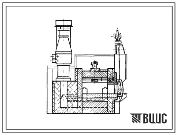 Типовой проект 406-9-138 Печь нагревательная камерная размерами пода 1,62х1,16 м на газе среднего давления с отводом дыма в боров.
