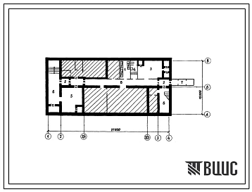 Типовой проект А-3-15(501-5-52.84) Хозяйственно-бытовые помещения в подвале дома связи (убежище на 15 человек, размеры убежища 27м на 12м, режимы вентиляции 1,2).