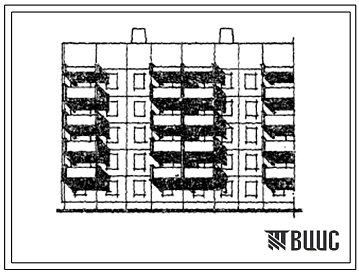 Типовой проект 105-073с Блок-секция 5-этажная 25-квартирная 1Б.1Б.2Б - 2Б.3Б торцовая левая. Вариант с 3х-слойными стеновыми панелями и выносными балконами