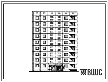 Типовой проект 122-077см.13.86 Блок-секция торцевая правая 9-этажная 27-квартирная 1Б-3Б-3Б (для строительства в г. Магадане и Магаданской области)