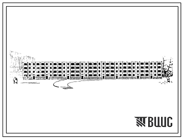 Типовой проект 1-464Ус-7/67 Четырехэтажный восьмисекционный крупнопанельный дом на 64 квартиры (двухкомнатных  32, трехкомнатных  32).