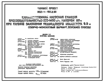 Типовой проект 902-1-150.2.88 Канализационная насосная станция производительностью 800–1400 м3/ч, напором 80 м при глубине заложения подводящего коллектора 5,5 м. Конструктивный вариант – опускной способ