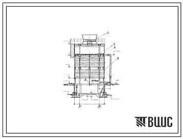 Типовой проект 901-6-88.86 Градирня пятисекционная с вентиляторами 3ВГ25 капельная с секциями площадью 24 кв. м с каркасом из железобетонных элементов