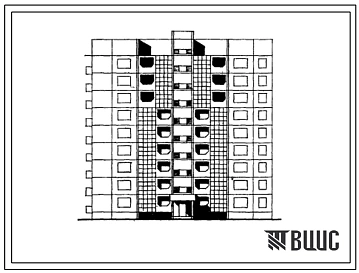 Типовой проект 143-08/1.2 Блок-секция торцевая девятиэтажная 36-квартирная 2Б-2Б-3Б-3Б (левая).