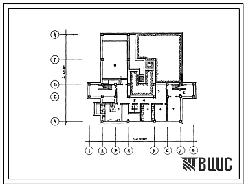 Типовой проект П-1(П-2,П-4)-50(262-024-14.89) Хозяйственно-бытовые помещения в подвале госархива на 500 тысяч единиц хранения, (убежище на 50 человек, размеры убежища 24м на 21м, режимы вентиляции 1,2).