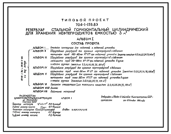 Типовой проект 704-1-158.83 РЕЗЕРВУАР СТАЛЬНОЙ ГОРИЗОНТАЛЬНЫЙ ЦИЛИНДРИЧЕСКИЙ ДЛЯ ХРАНЕНИЯ НЕФТЕПРОДУКТОВ ЕМКОСТЬЮ 3 М3.