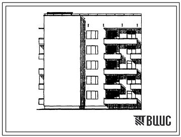 Типовой проект 67-013с/1 Пятиэтажная блок-секция на 15 квартир угловая (Т-образная) 2Б.2Б.2Б, левая