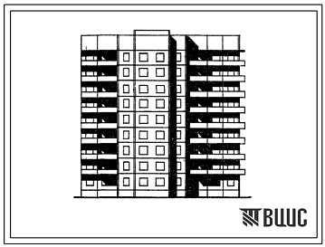 Типовой проект 143-014с/1.2 Блок-секция поворотная девятиэтажная 35-квартирная II (90?) 2Б-2Б-3Б-5А (правая).