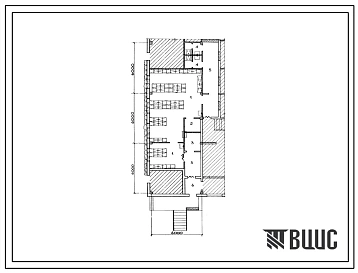 Типовой проект П-2-4)-92(416-1-149.84) Бытовые помещения административно-бытового корпуса книжной базы с библиотечным коллектором, приспосабливаемые под ПРУ (убежище на 92 человека, размеры убежища 18м на 6м, режимы вентиляции 1,2).