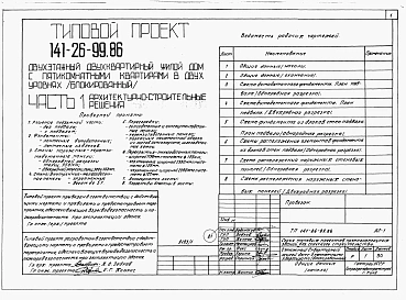  Альбом 1 Части 0, 1, 2, 3, 5, 6 Общая часть. Архитектурно-строительные решения. Отопление и вентиляция. Внутренний водопровод и канализация. Электрооборудование. Связь и сигнализация
