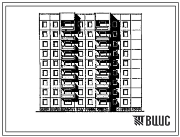 Типовой проект 97-0323.88 Блок-секция 9-этажная 45-квартирная угловая правая 2-2-2-3-3