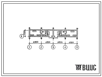 Типовой проект П-4-14(144-42-169с.13.87) Подсобные помещения в подвале 2 этажного 2 квартирного блокированного жилого дома с 3 комнатными квартирами, (убежище на 14 человек, размеры убежища 19,2м на 2м, режимы вентиляции 1).