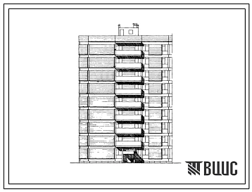 Типовой проект 111-07С Блок-секция торцевая левая на 27 квартир каркасно-панельных 9-этажных жилых домов (однокомнатных 1Б-9, двухкомнатных 2А-1, двухкомнатных 2Б-8, трехкомнатных 3А-1, четырехкомнатных 4А-8). Для строительства в 4 климатическом районе Ар