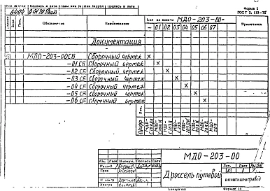 Конструкторская документация дроссель путевой МДО-103-00