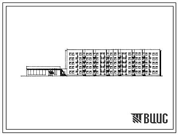 Типовой проект 114-114-19с Пятиэтажный четырехсекционный жилой дом со встроено-пристроенным магазином на 67 квартир с продовольственным магазином (однокомнатных 1Б-11, двухкомнатных 2Б-18, трехкомнатных 3Б-29, четырехкомнатных 4А-9), вариант с промтоварны