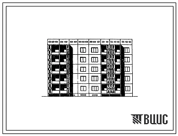 Типовой проект 105-054с/1 Пятиэтажная блок-секция торцевая правая на 25 квартир (однокомнатных 1Б-10, двухкомнатных 2Б-10, трехкомнатных 3Б-5). Для строительства в 4Г климатическом подрайоне Казахской ССР сейсмичностью 7 и 8 баллов