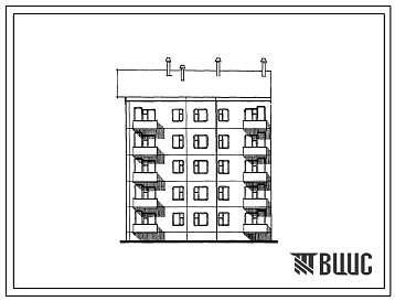 135-07с/1 Пятиэтажная блок-секция торцевая правая на 15 квартир (однокомнатных 1Б-5, двухкомнатных 2Б-5, трехкомнатных 3Б-5). Для строительства в районах сейсмичностью 7, 8 и 9 баллов в 1В климатическом подрайоне и условий строительства на трассе БАМ