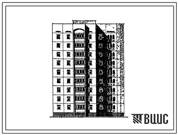 Типовой проект 148-064.13.86 Блок-секция 9-этажная 27-квартирная угловая правая 2-2-5 для строительства в г. Мары