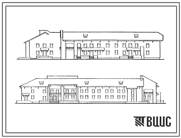 Типовой проект 254-1-149.2с.87 Главный корпус участковой больницы на 50 коек с поликлиникой на 100 посещений в смену. Сейсмичность 7,8 баллов. Здание двухэтажное. Стены из кирпича. Конструктивный вариант со вспомогательными помещениями в подвале.