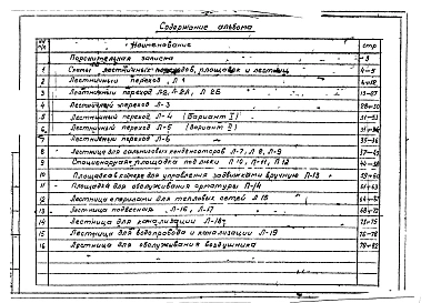 Альбом 1 Рабочие чертежи металлических лестниц и площадок для инженерных коммуникаций.