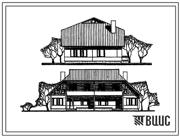 Типовой проект 141-26-65/1 Двухквартирный жилой дом для усадебной застройки с пятикомнатными квартирами в двух уровнях (блокированный).