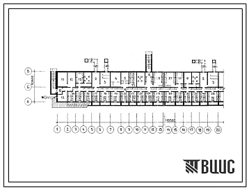 Типовой проект П-4-1470(111-148 1сп(1ю2)) Помещения общественного назначения, размещаемые в подвале 9-этажного крупнопанельного жилого дома, (убежище на 1470 человек, размеры убежища 119,52м на 10,8м, режимы вентиляции 1,2,3).