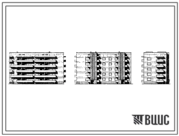Типовой проект 67-017/75/1 5-этажная двойная блок-секция торцовая на 25 квартир 1Б.2Б.3Б-2Б.3Б (правая)