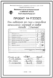 Состав Проект П33505 Печь конвейерная для сушки и прокаливания металлических электродов диаметром 3 мм. на газовом топливе. 
