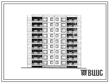 Типовой проект 99-018 Девятиэтажная блок-секция рядовая на 36 квартир (однокомнатных 1Б-9, двухкомнатных 2Б-9, трехкомнатных 3Б-9, четырехкомнатных 4Б-9). Для строительства в 1В климатическом подрайоне, 2 и 3 климатических районах.