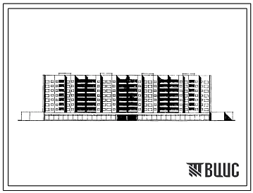 Типовой проект 114-124-26/1 Девятиэтажный четырехсекционный дом на 126 квартир (однокомнатных 1А-14, 1Б-14, двухкомнатных 2А-14, 2Б-42, трехкомнатных 3Б-42) со встроенно-пристроенными магазинами. Для строительства в 1В, 2Б, 2В, 3А, 3Б, 3В климатических по