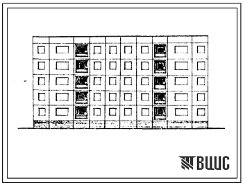 Фасады Типовой проект 97-0268с.86 Блок-секция 5-этажная 40-квартирная рядовая сдвоенная для малосемейных 1А.1Б.1Б.2А - 1А.1Б.1Б.2А