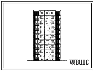 Типовой проект 1-464АС-089 Полусекция девятиэтажная 18-квартирная рядовая с торцовым окончанием без лестничной клетки 2Б-3Б (правая).