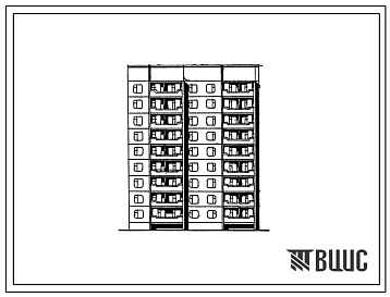 Типовой проект 135-0343с.13.87 9-этажная блок-секция общежития семейной молодежи торцевая правая на 126 человек для Бурятской АССР