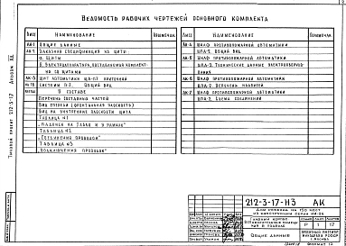 Альбом 12 Задание заводу на изготовление щитов к вспомогательным помещениям в подвале