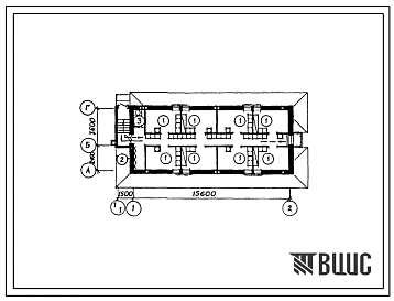Типовой проект П-5-47(194-000-117.3.88) Бытовые помещения в погребе (секция на 8 блоков) серии хозпостроек для блокированных и секционных жилых домов, (убежище на 47 человек, размеры убежища 17,1м на 6м, режимы вентиляции 1,2).
