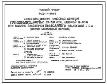 Типовой проект 902-1-140.88 Канализационная насосная станция производительностью 13–150 м3/ч, напором 8–60 м при глубине заложения подводящего коллектора 7,0 м (сборно-монолитный вариант)