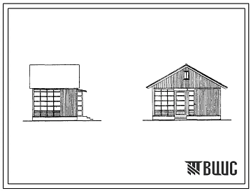 Типовой проект 330-8 Летние садовые домики деревянные, с двухскатной крышей, щитовой конструкции. Типы 1, 2